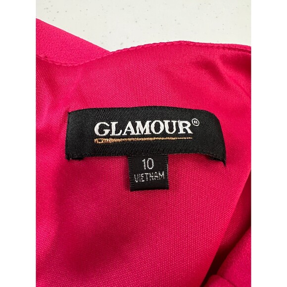 Glamour Women's Pink Dress High Low Hem Cap Sleeve Polyester Size 10 - New - Picture 3 of 11